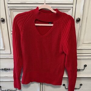 INC International Concepts Red Cutout Mock Neck Sweater
